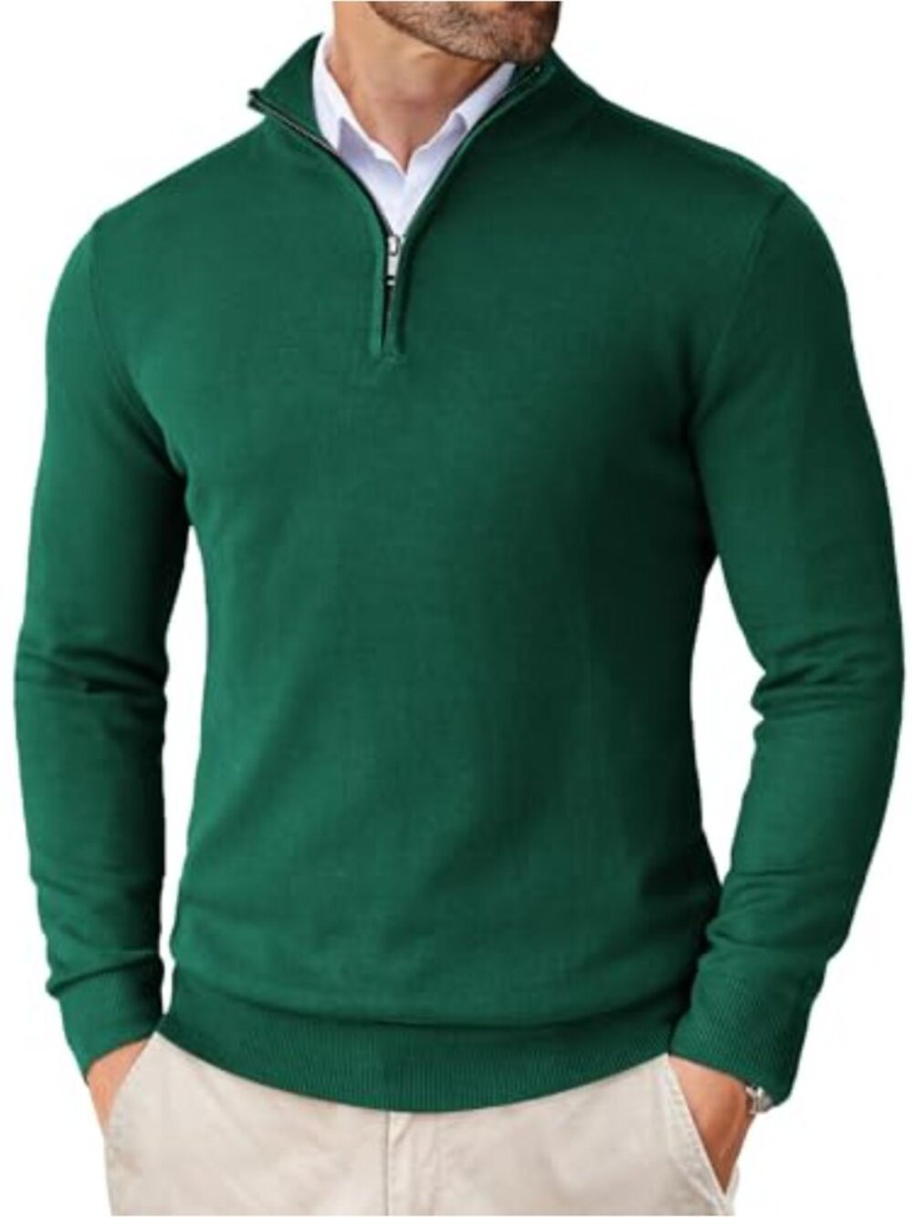Men's Quarter Zip Up Sweater Slim Fit Lightweight Mock Neck Pullover Knit